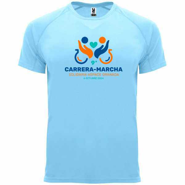 Diseño de la camiseta (azul, con el logo de la 9ª edición de la carrera)